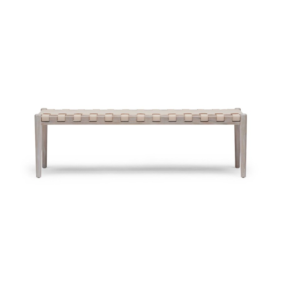 Furniture Horgans Ottomans | Laurent Leather Bench Ecru