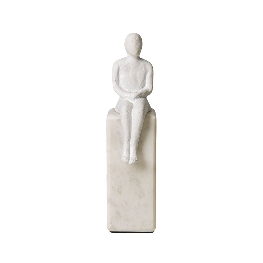 Homewares Horgans Antique & Decorative | Banswara Sitting Man Bookend White