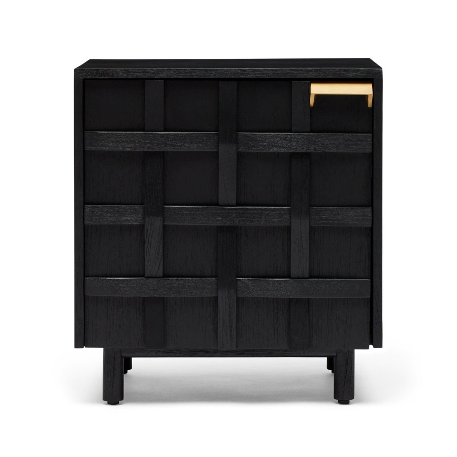 Furniture Horgans Bedsides | Ares Bedside Black Right Side Handle