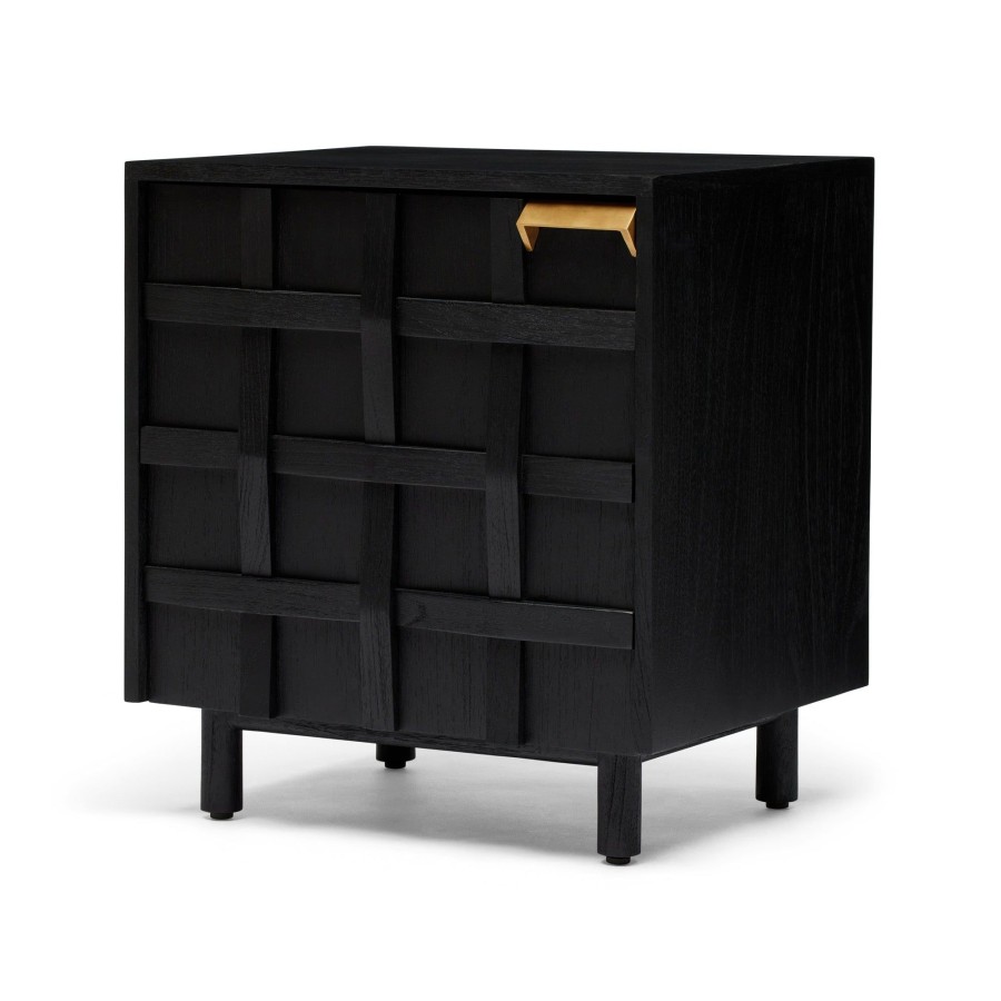 Furniture Horgans Bedsides | Ares Bedside Black Right Side Handle