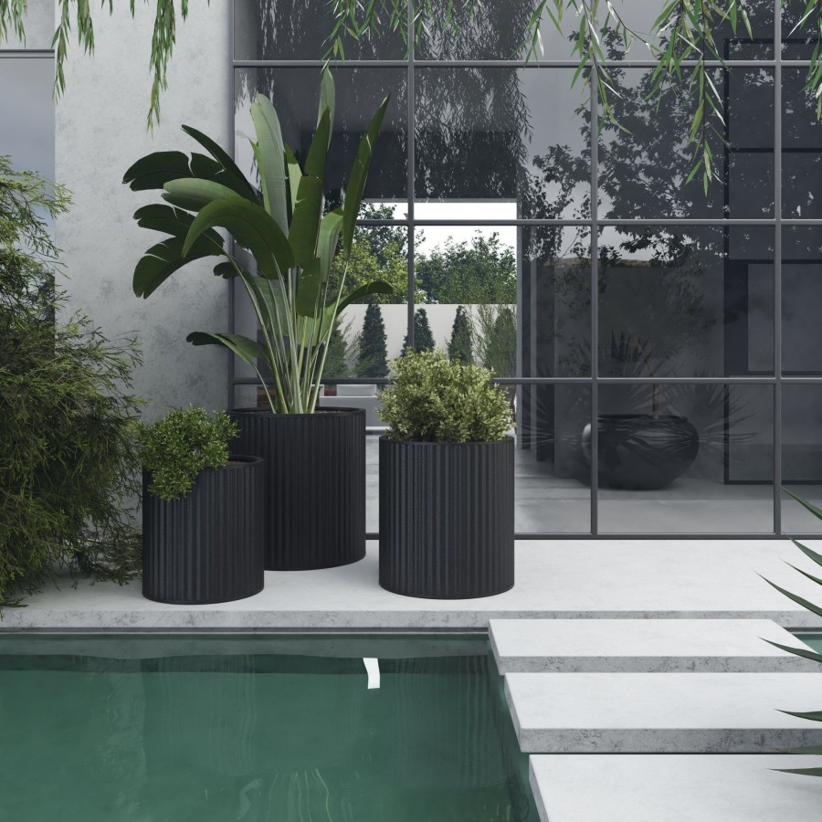 Furniture Horgans Outdoor Pots & Planters | Cayman Planter Set Trio Black