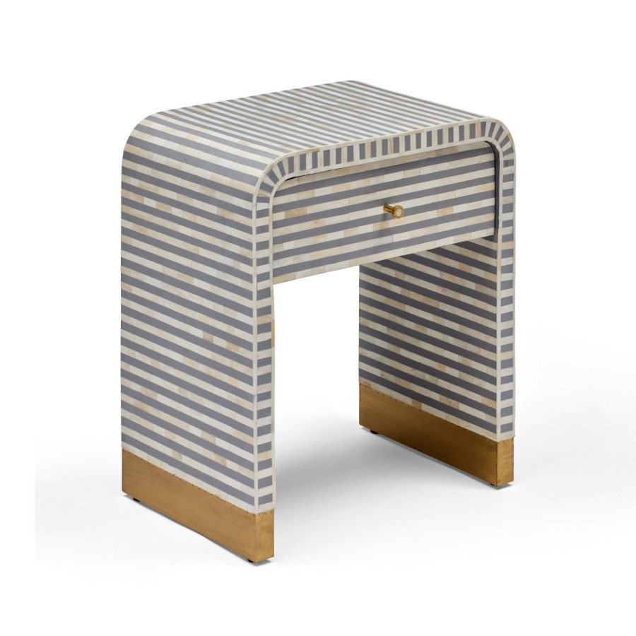 Furniture Horgans Bedsides | Amo Bone Inlay Bedside Grey